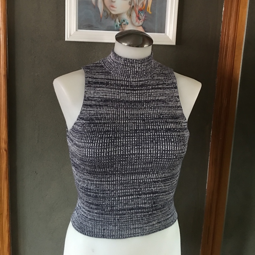 NWOT Say What? Ribbed  Mock Neck Knit Sleeveless Top, M Juniors
